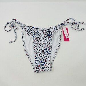 Xhilaration Juniors Large High Leg Scoop String Bikini Bottom Animal Print 1022